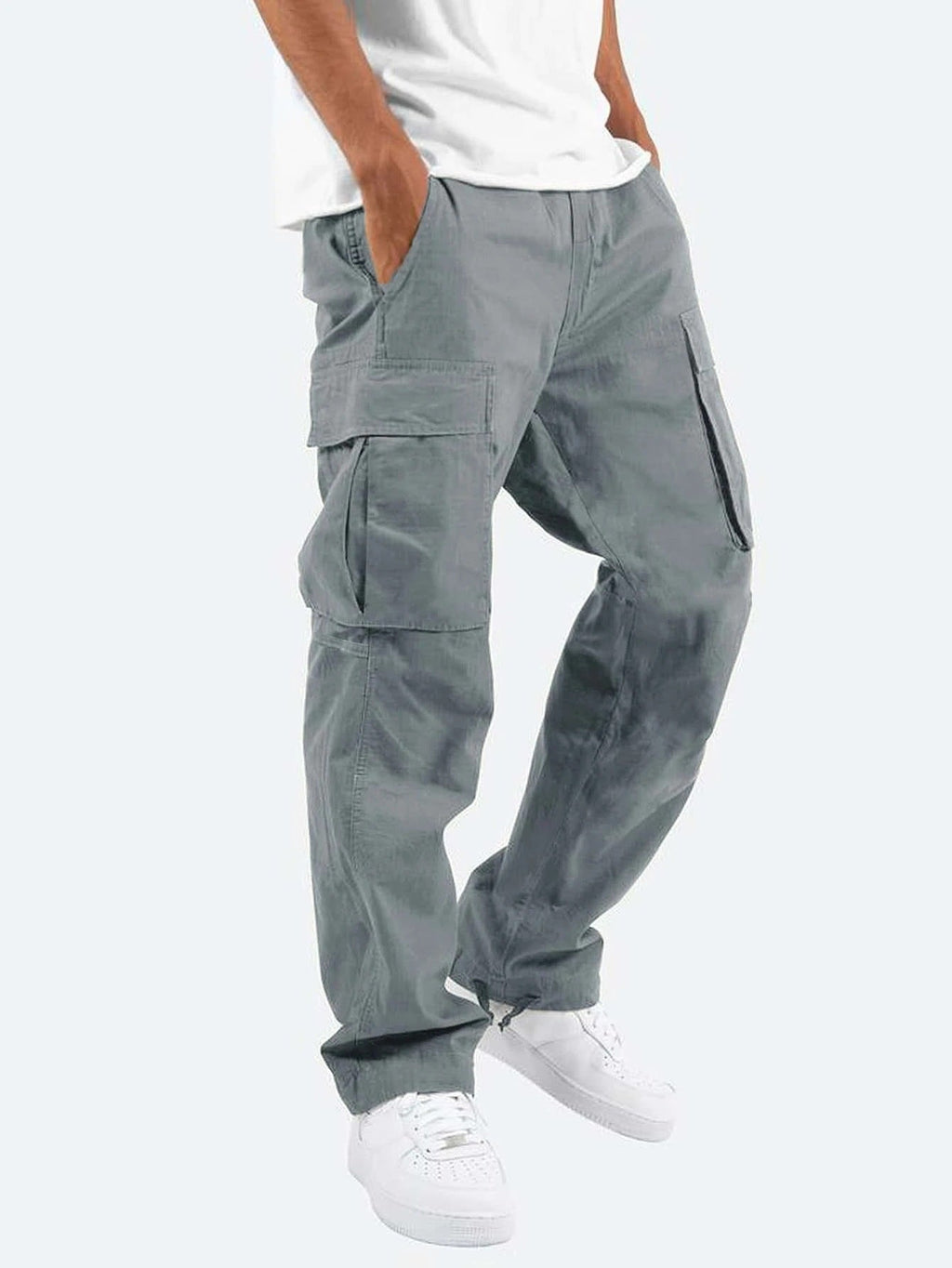 Colter | Mens Drawstring Pocket Cargo Work Trousers Pants - Grey