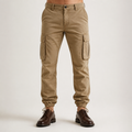 Colter | Mens Drawstring Pocket Cargo Work Trousers Pants, Khaki