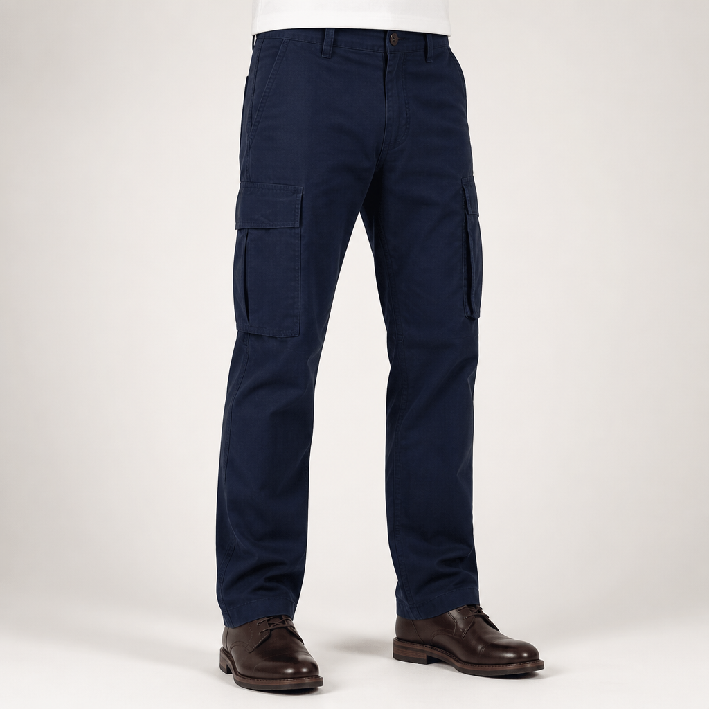 Colter | Mens Drawstring Pocket Cargo Work Trousers Pants, Navy