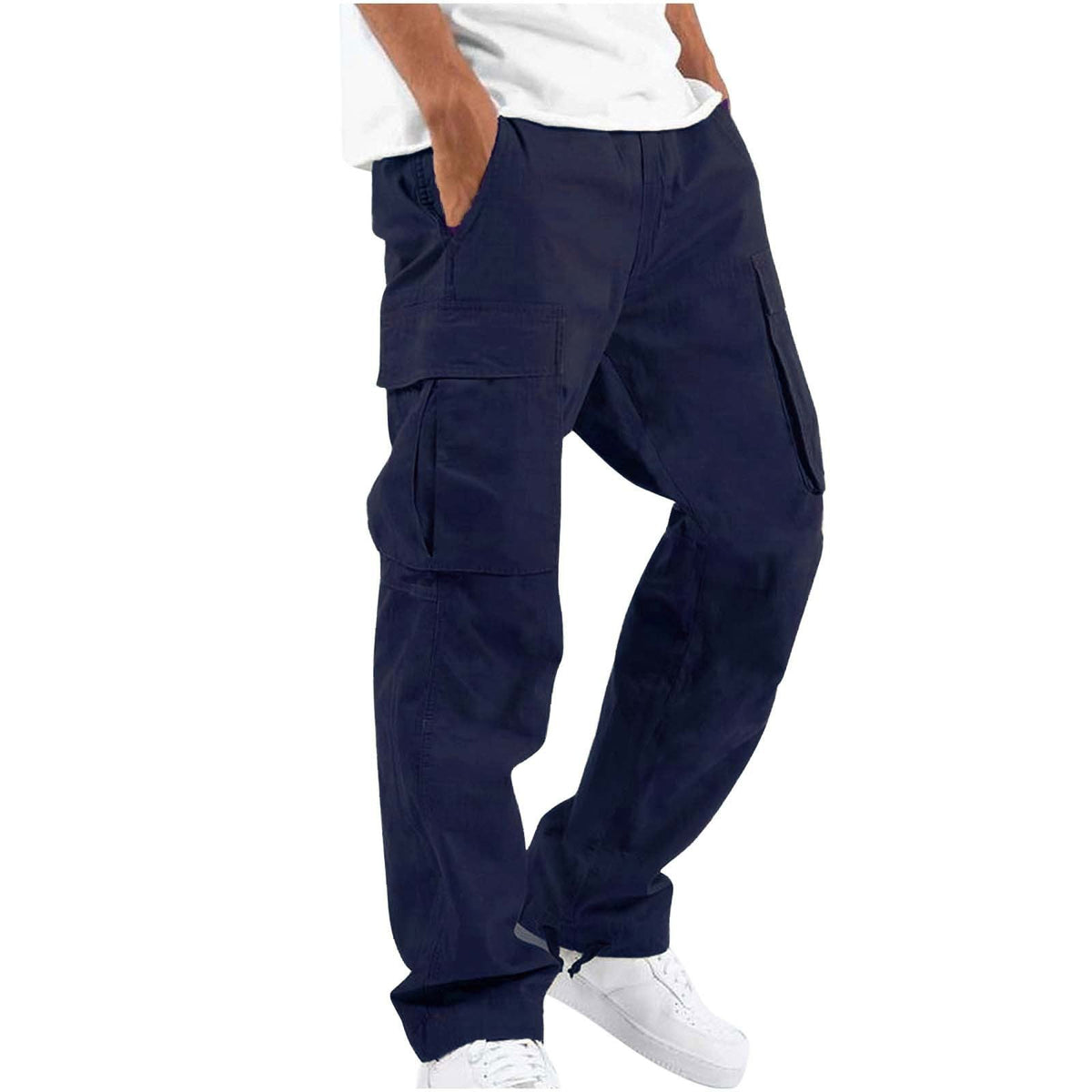 Colter | Mens Drawstring Pocket Cargo Work Trousers Pants - Navy