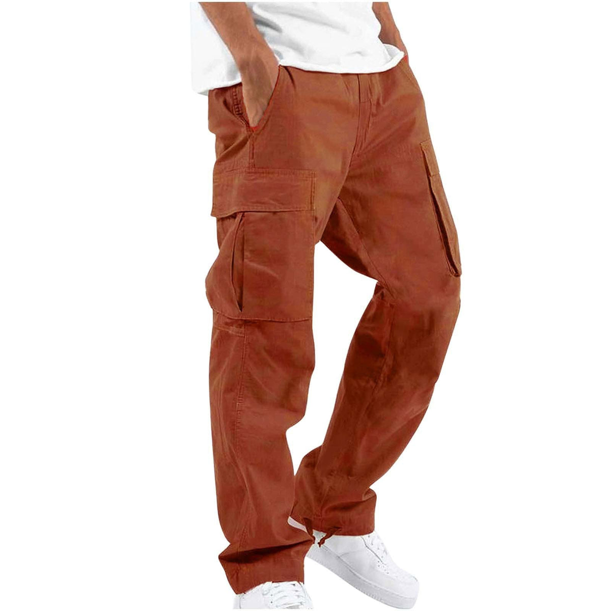 Colter | Mens Drawstring Pocket Cargo Work Trousers Pants - Orange