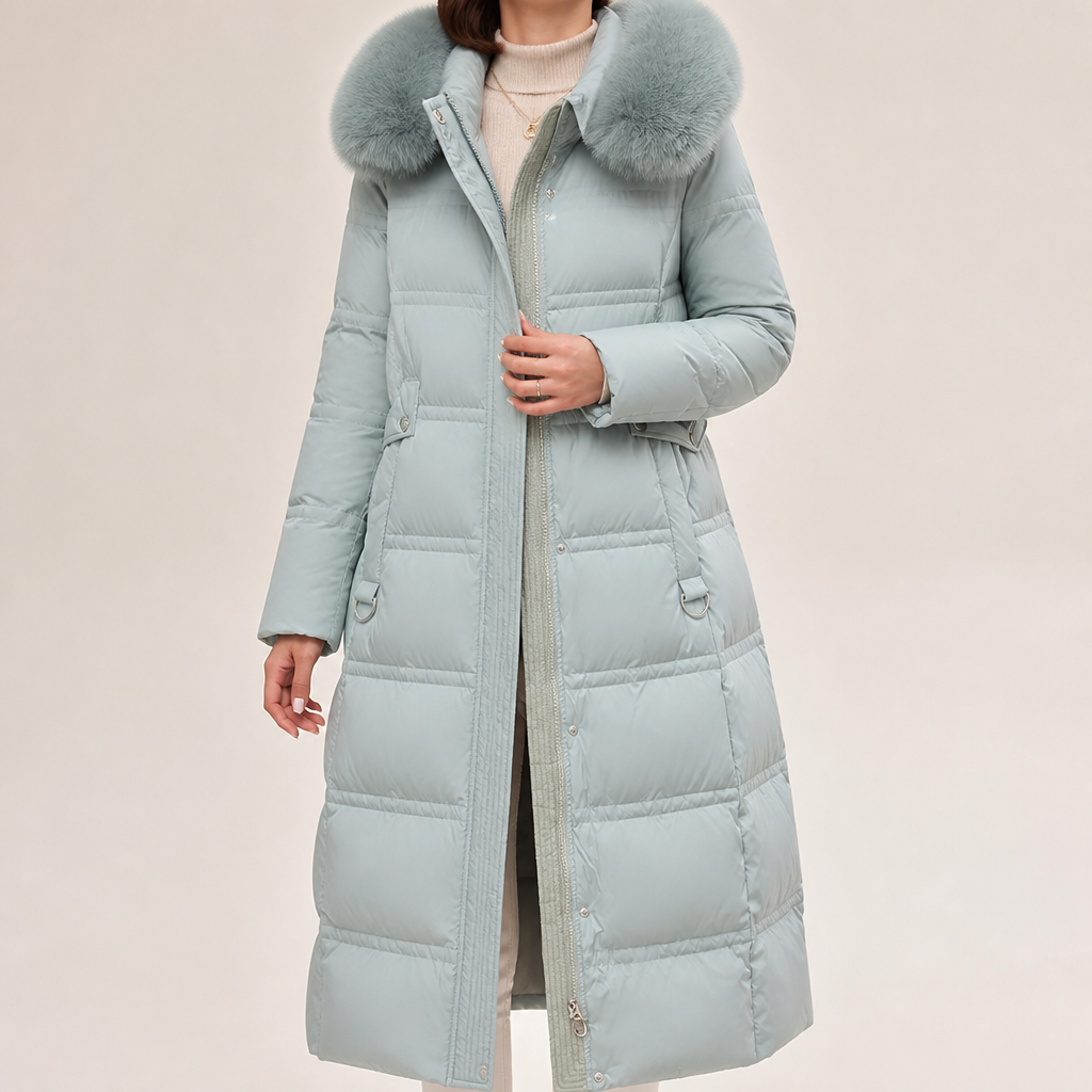 Constantine Womens Long Hooded Fur Collar Padded Winter Coat, Green