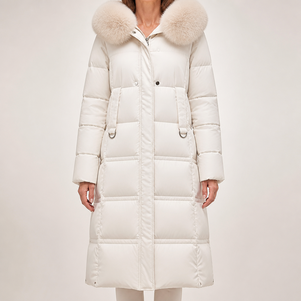 Constantine Womens Long Hooded Fur Collar Padded Winter Coat, White 2
