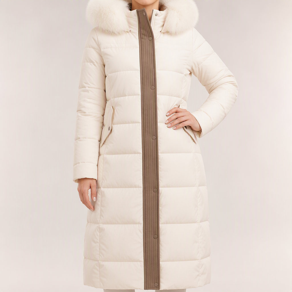 Constantine Womens Long Hooded Fur Collar Padded Winter Coat, White