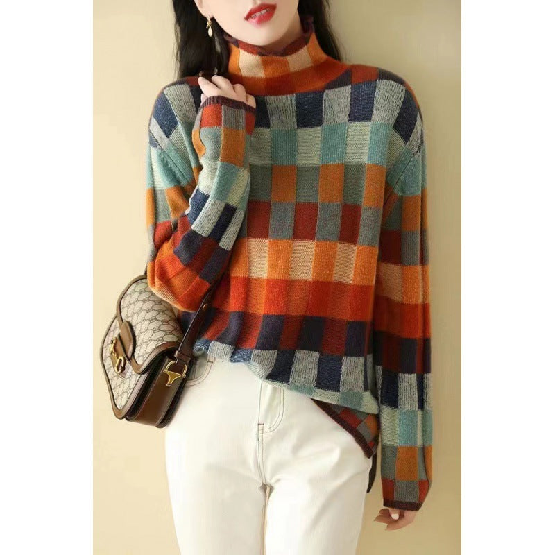 Coralie | Womens Checkerboard Knitted Jumper - 2