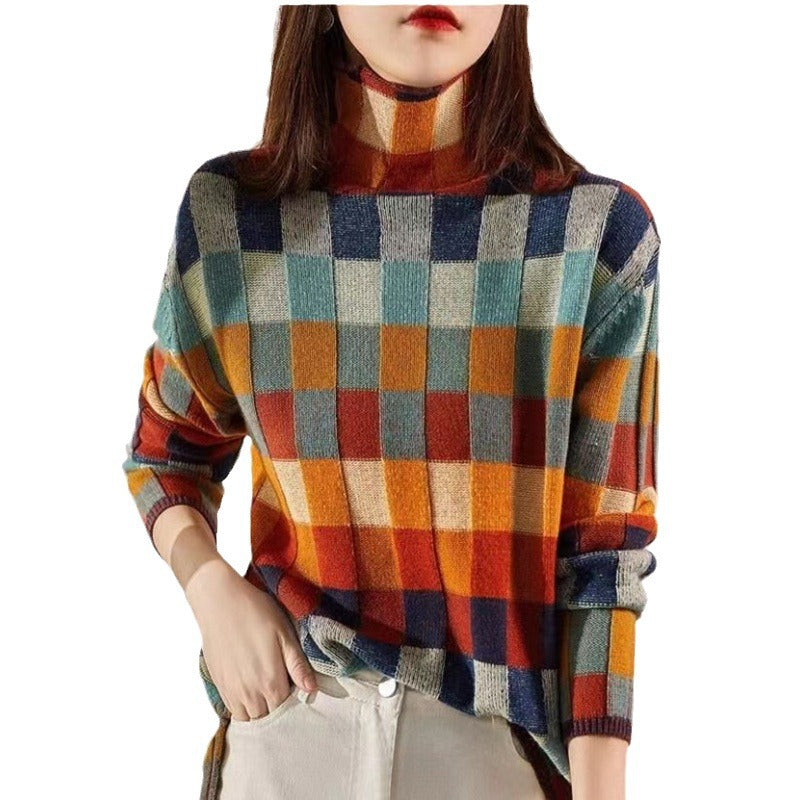 Coralie | Womens Checkerboard Knitted Jumper - 4
