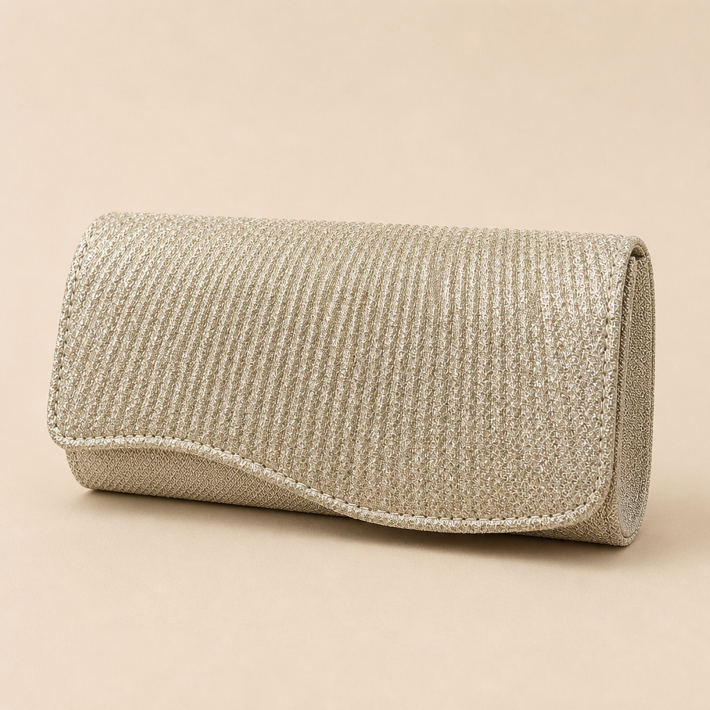 Coralie | Womens Clutch Bag Pleated Evening Party Crossbody Bag, Champagne