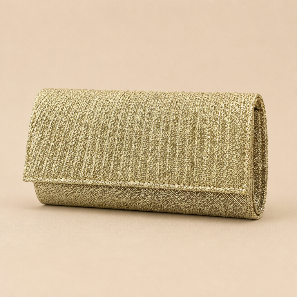 Coralie | Womens Clutch Bag Pleated Evening Party Crossbody Bag, Gold 2