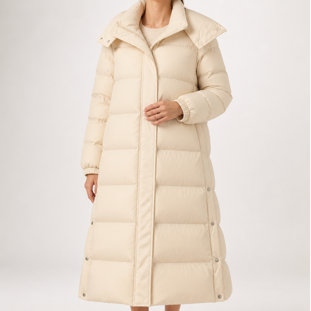 Cordelia | Womens Padded Coat Longline Cotton Quilted Winter Coat, White