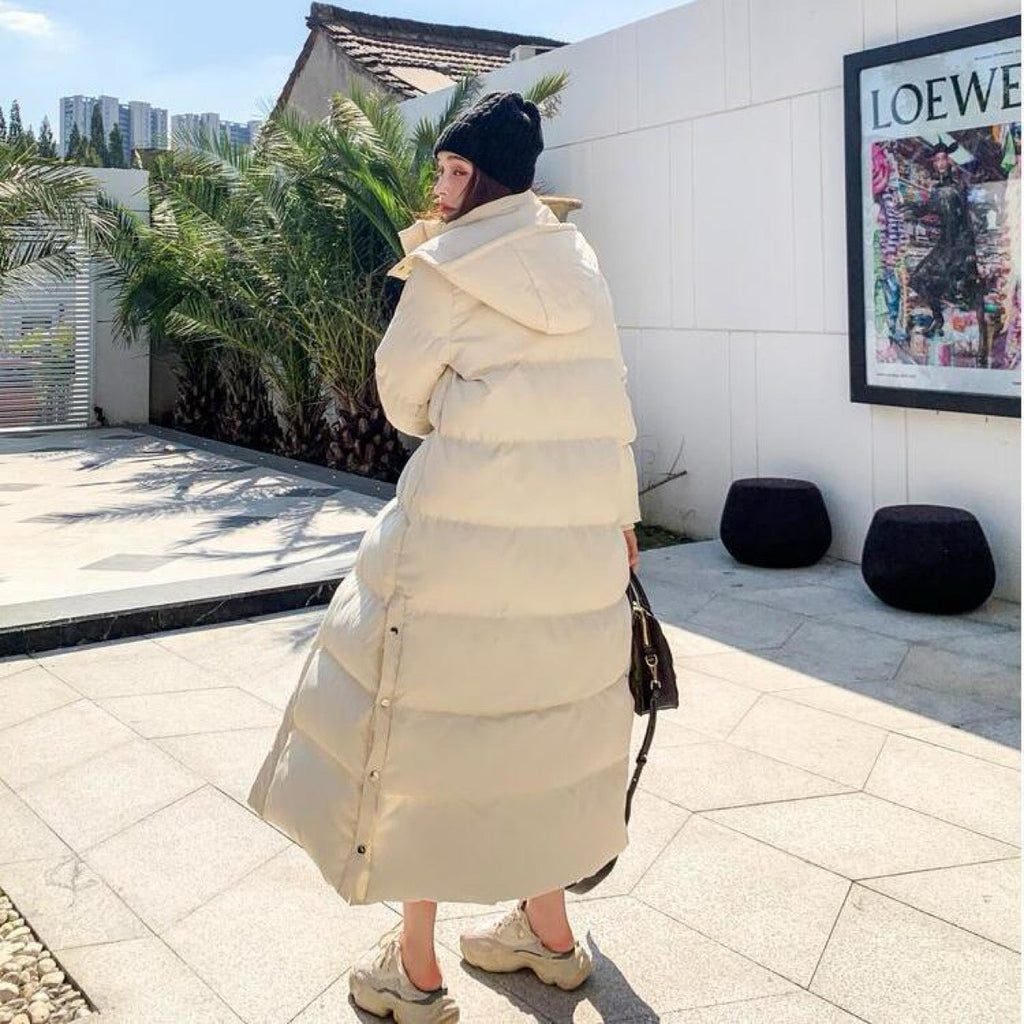 Cordelia | Womens Longline Padded Cotton Coat - White