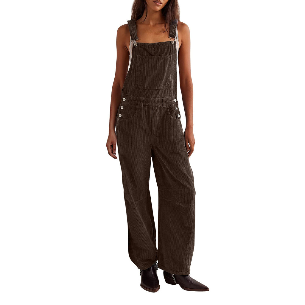 Coretta | Womens Corduroy Dungarees - Brown
