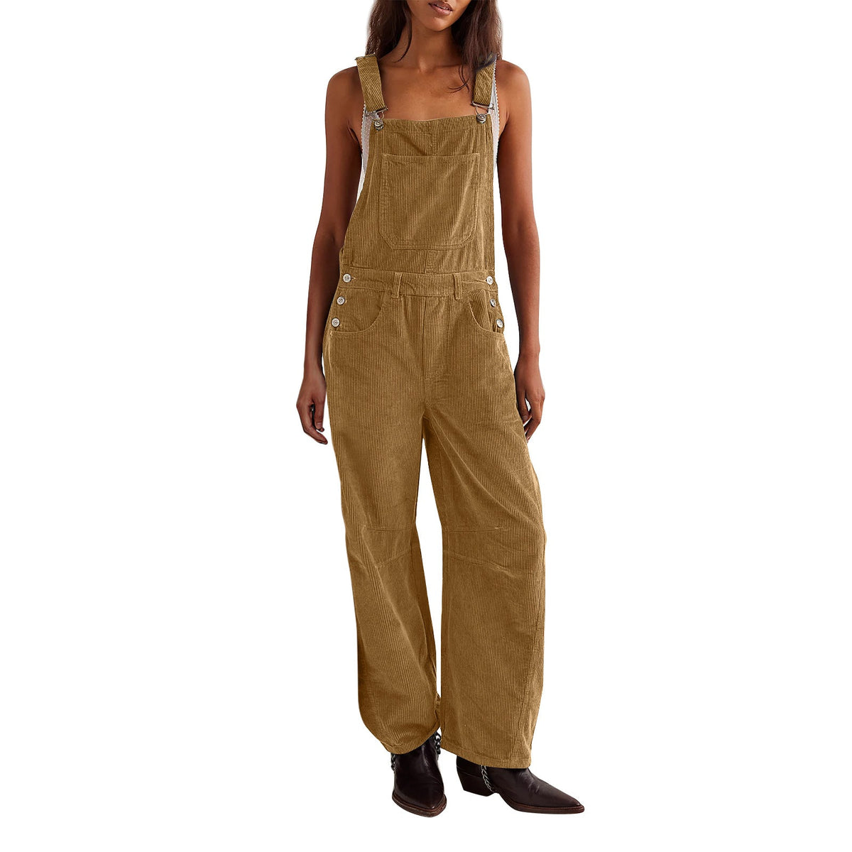 Coretta | Womens Corduroy Dungarees - Earthy Yellow