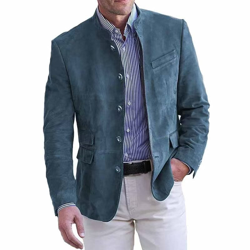 Cormac | Mens Suede Suit Jacket Casual Mid Length Outerwear - 4