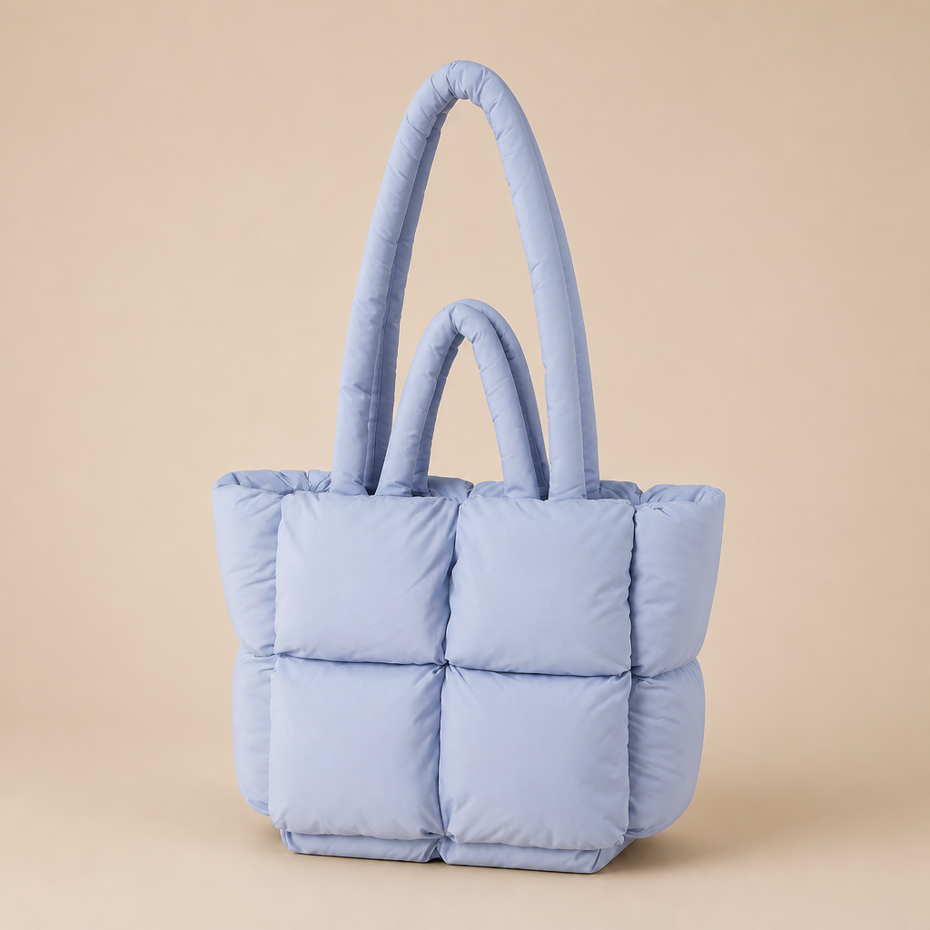 Cosette | Womens Quilted Padded Shoulder Tote Handbag Bag, Blue