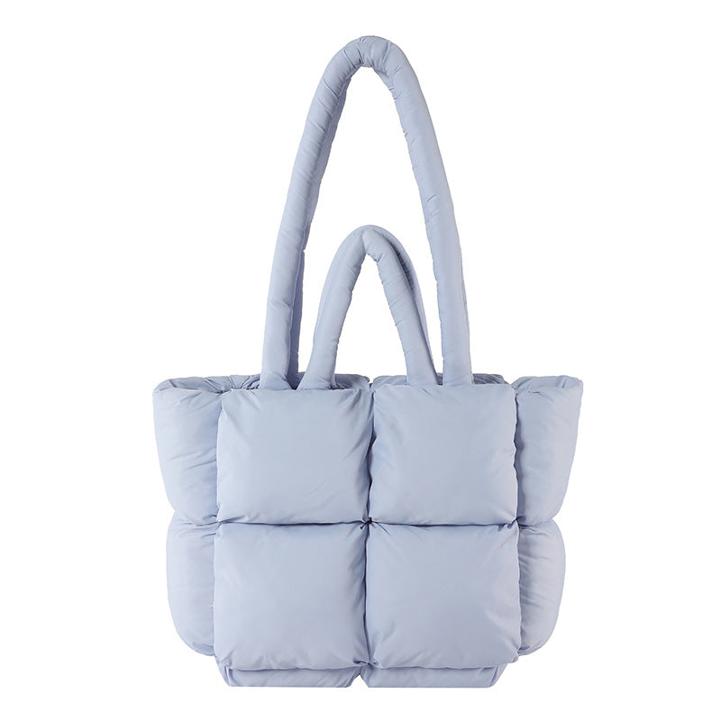 Cosette | Womens Quilted Padded Shoulder Tote Bag - Blue