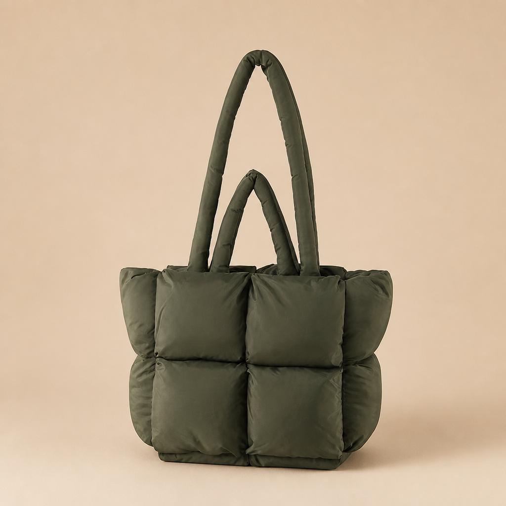 Cosette | Womens Quilted Padded Shoulder Tote Handbag Bag, Green