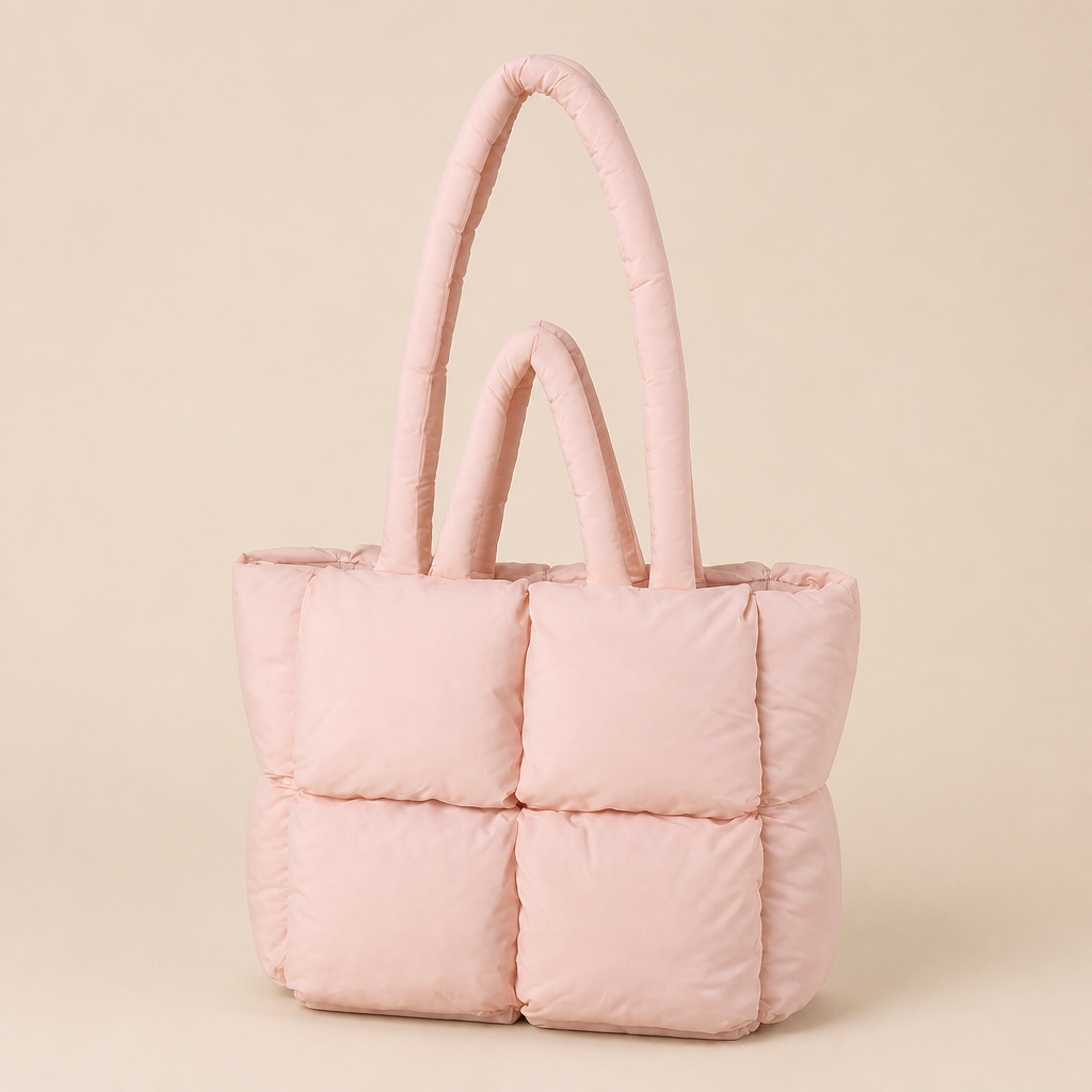 Cosette | Womens Quilted Padded Shoulder Tote Handbag Bag, Pink