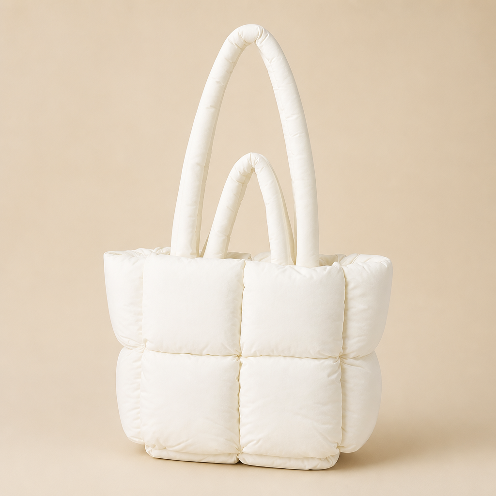 Cosette | Womens Quilted Padded Shoulder Tote Handbag Bag, White