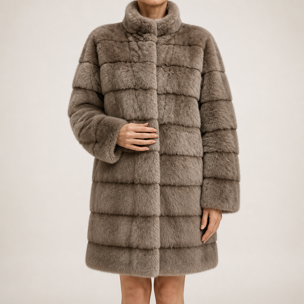 Cyrus | Womens Faux Fur Coat Mink Stand Collar Short Winter Coat, Design 1