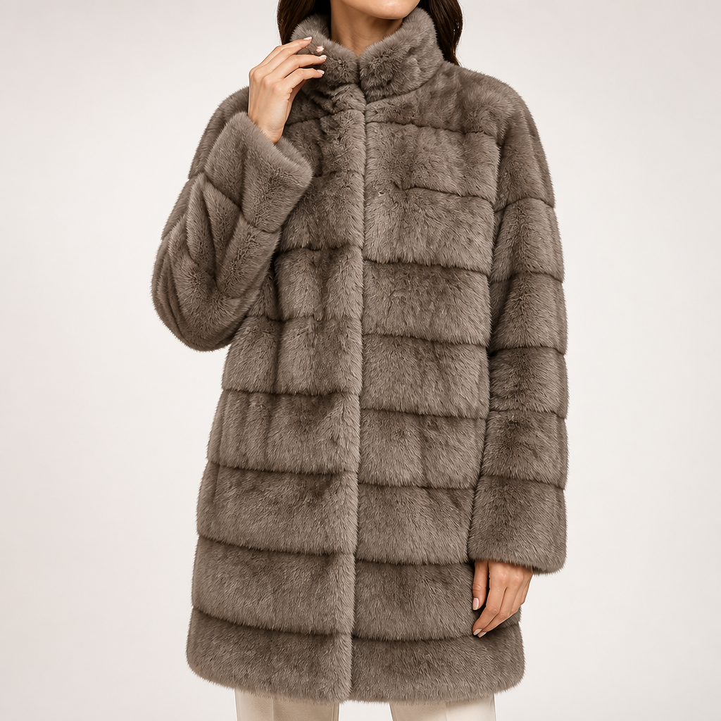 Cyrus | Womens Faux Fur Coat Mink Stand Collar Short Winter Coat, Design 2