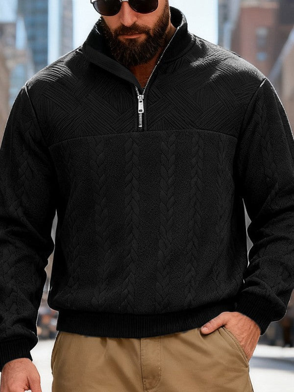 Dashiell | Mens Retro Casual Knitted Pullover Zip Shirt - 1