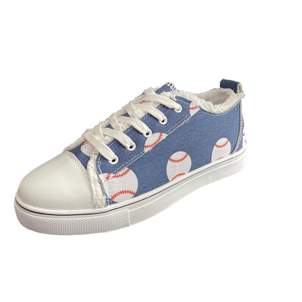 Delia | Womens Printed Canvas Lace Up On Flat Shoes - 5