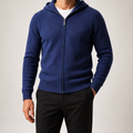 Della | Mens Knitted Tracksuit Two Piece Set Hooded Cardigan Joggers Wool, Navy Blue