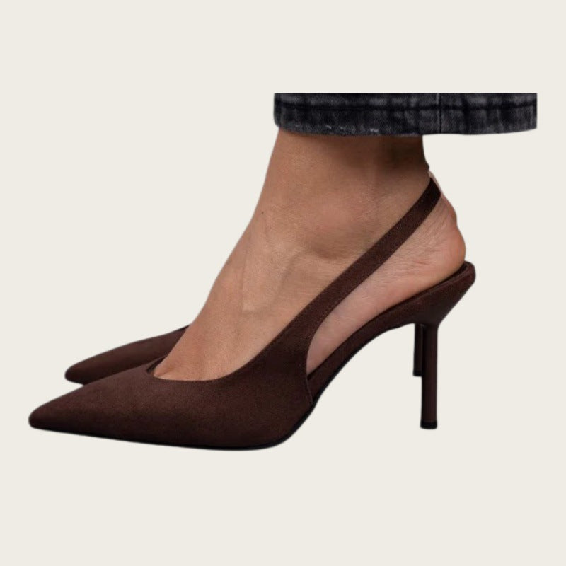 Delphi | Womens Pointed Toe Stiletto Heeled Strappy Black Sandals - 3