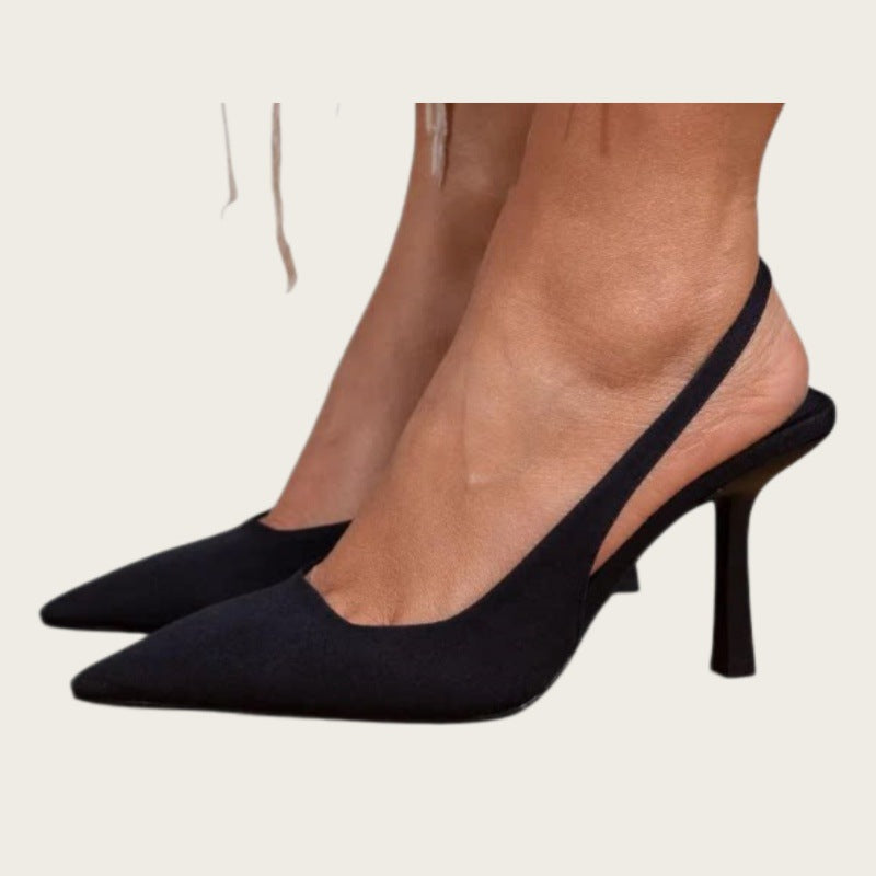 Delphi | Womens Pointed Toe Stiletto Heeled Strappy Black Sandals - 4
