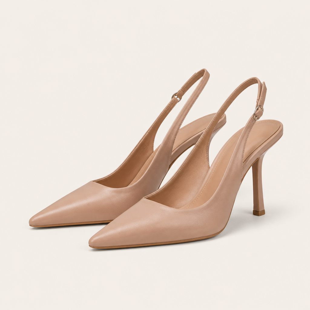 Delphi | Womens Pointed Toe Stiletto Heeled Strappy Sandals Heels, Apricot 2