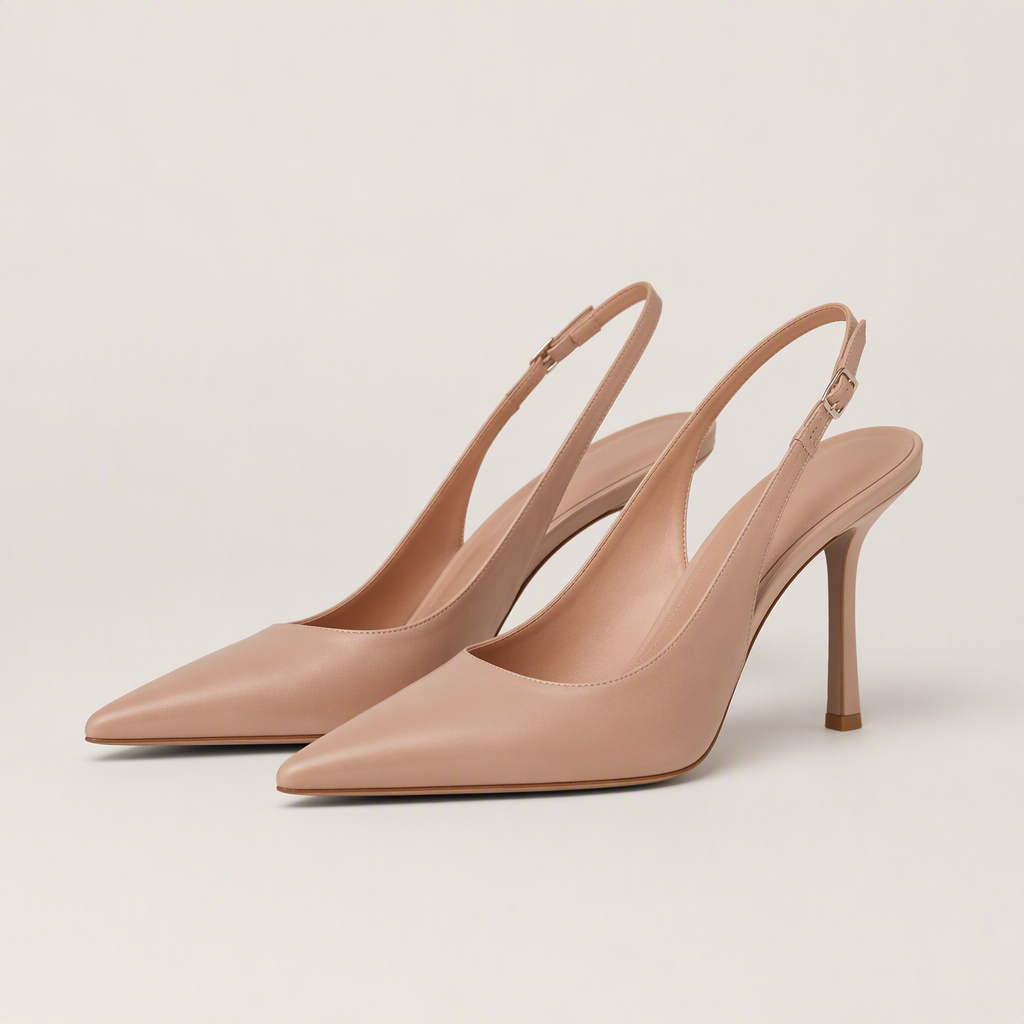 Delphi | Womens Pointed Toe Stiletto Heeled Strappy Sandals Heels, Apricot