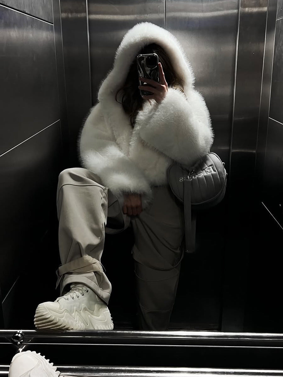 Delphine | Womens Hooded Fluffy Winter Faux Fur Jacket