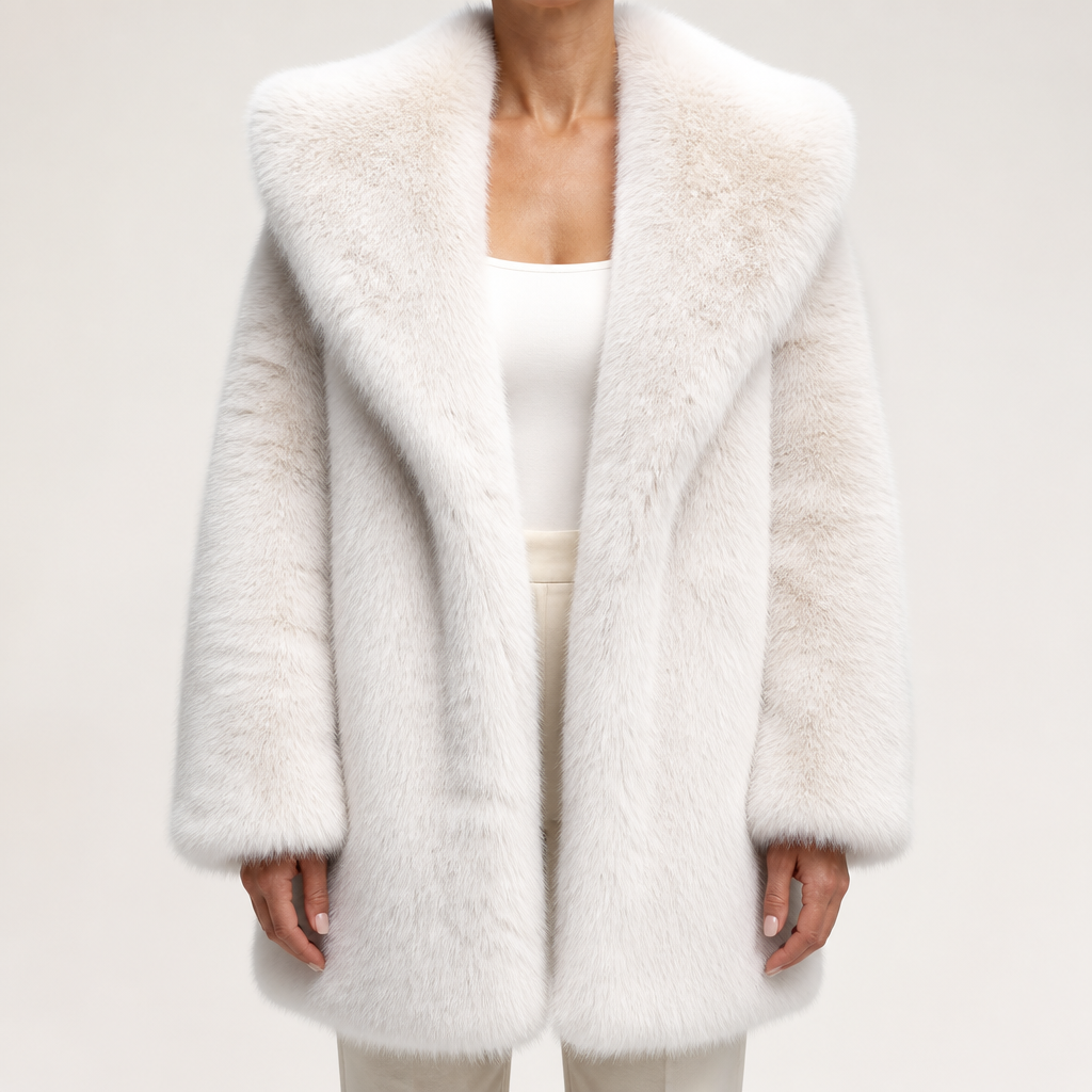 Delphine | Womens Faux Fur Coat Winter Coats Hooded Fluffy Teddy Cropped Jacket, White