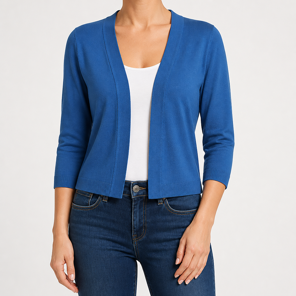 Delphine | Womens Cardigan Knitted Short Coat Versatile Outerwear, Blue
