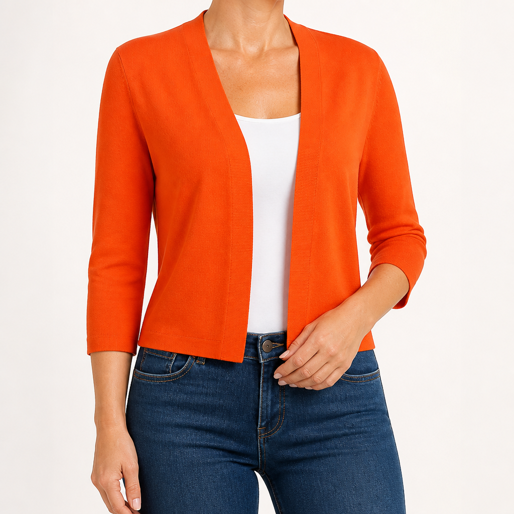 Delphine | Womens Cardigan Knitted Short Coat Versatile Outerwear, Orange
