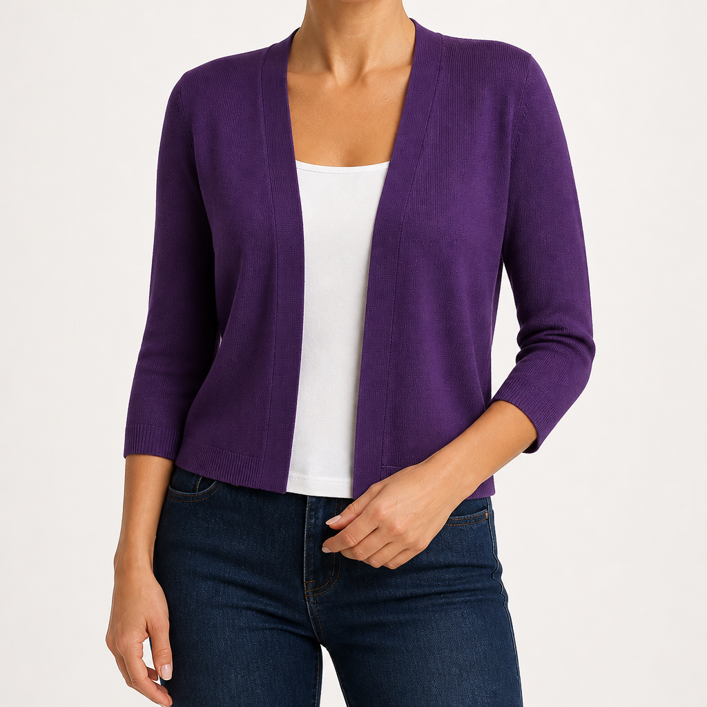 Delphine | Womens Cardigan Knitted Short Coat Versatile Outerwear, Purple