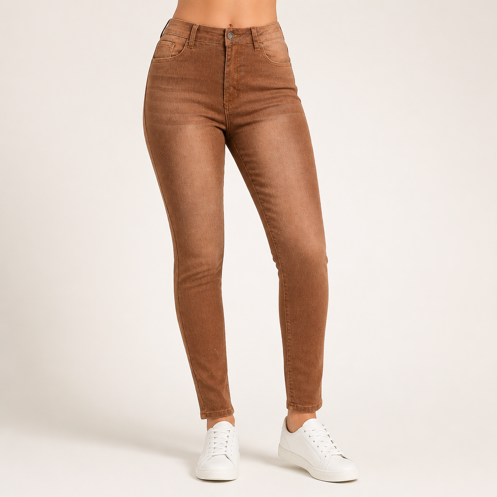 Delphine | Womens Purple High Waisted Skinny Stretch Denim Jeans, Brown