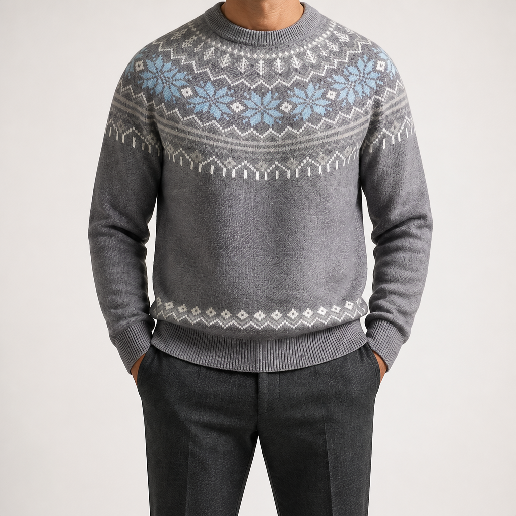 Desmond | Mens Knitted Jumper Round Neck Knit Winter Sweater, Grey