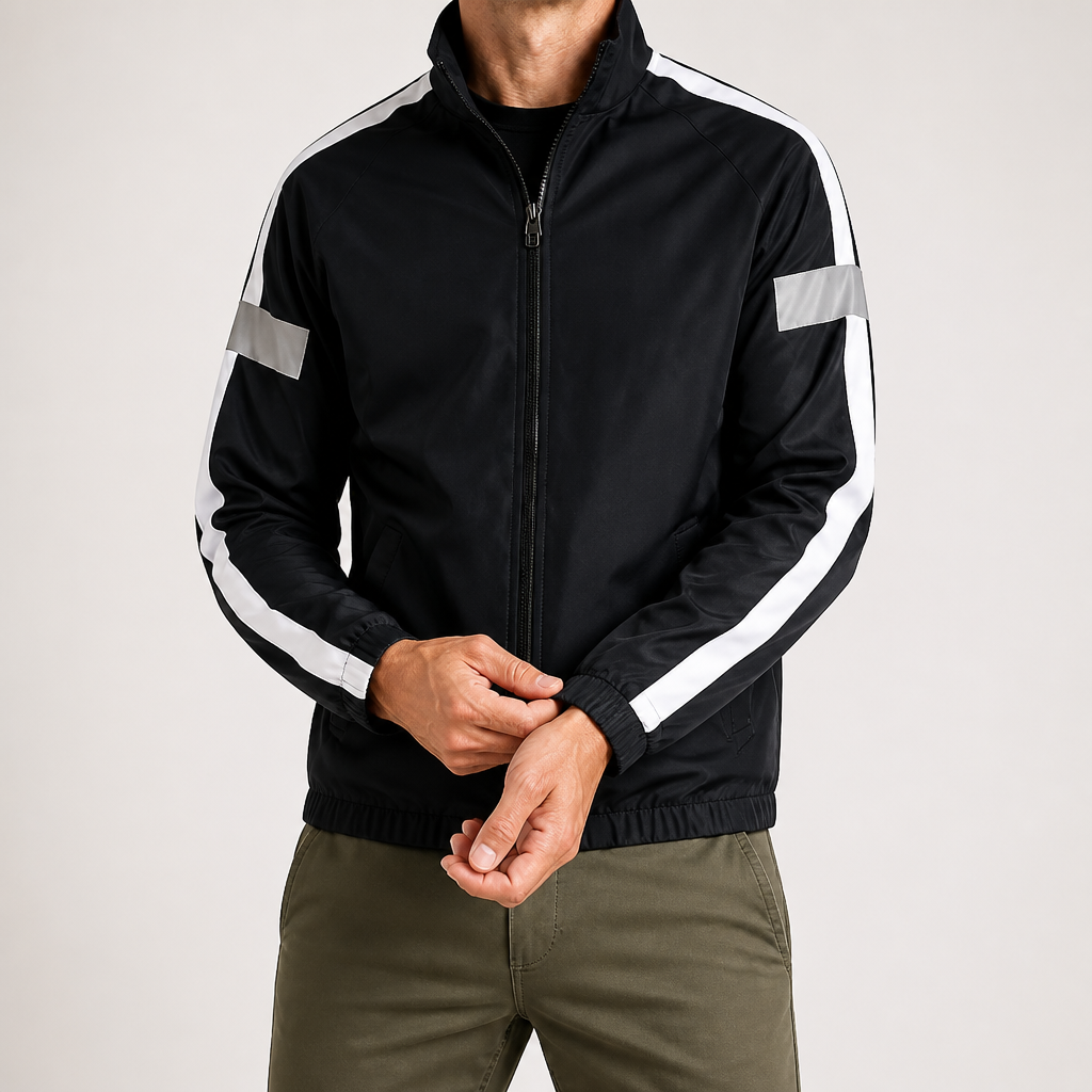 Desmond | Mens Sports Sweatshirt Reflective Long Sleeve Shirt, Black