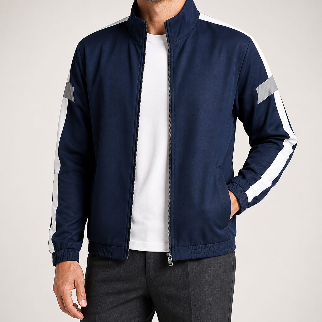 Desmond | Mens Sports Sweatshirt Reflective Long Sleeve Shirt, Navy
