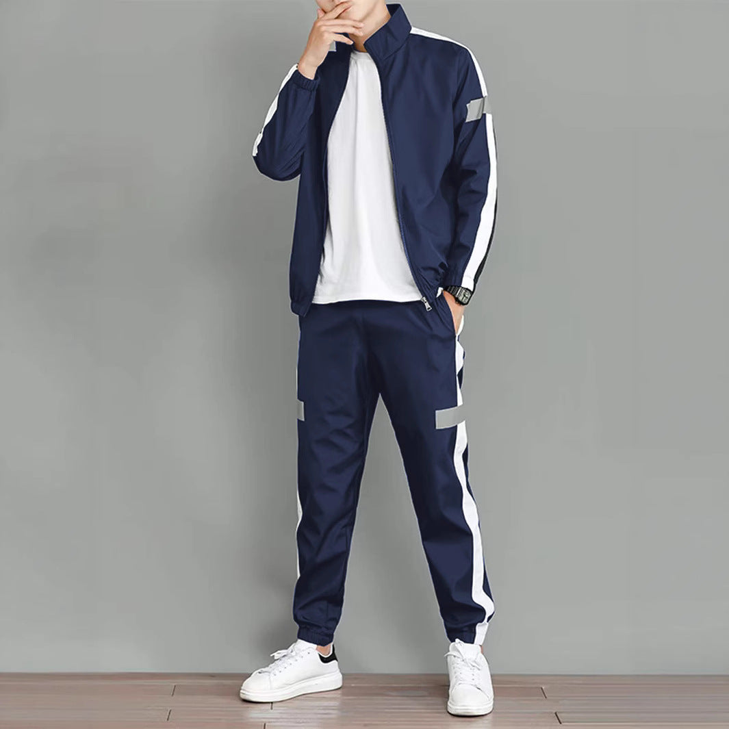 Desmond | Mens Sports Sweatshirt Reflective Long Sleeve Shirt - Navy