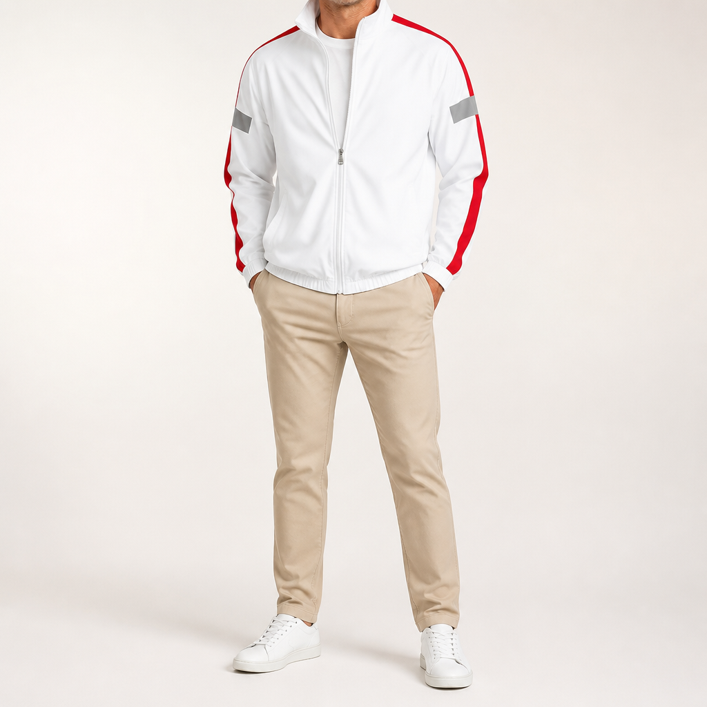 Desmond | Mens Sports Sweatshirt Reflective Long Sleeve Shirt, White