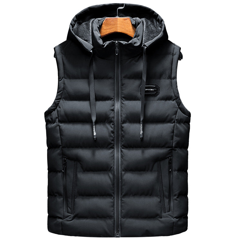 Dexter | Mens Sherpa Fleece Hooded Vest, Black