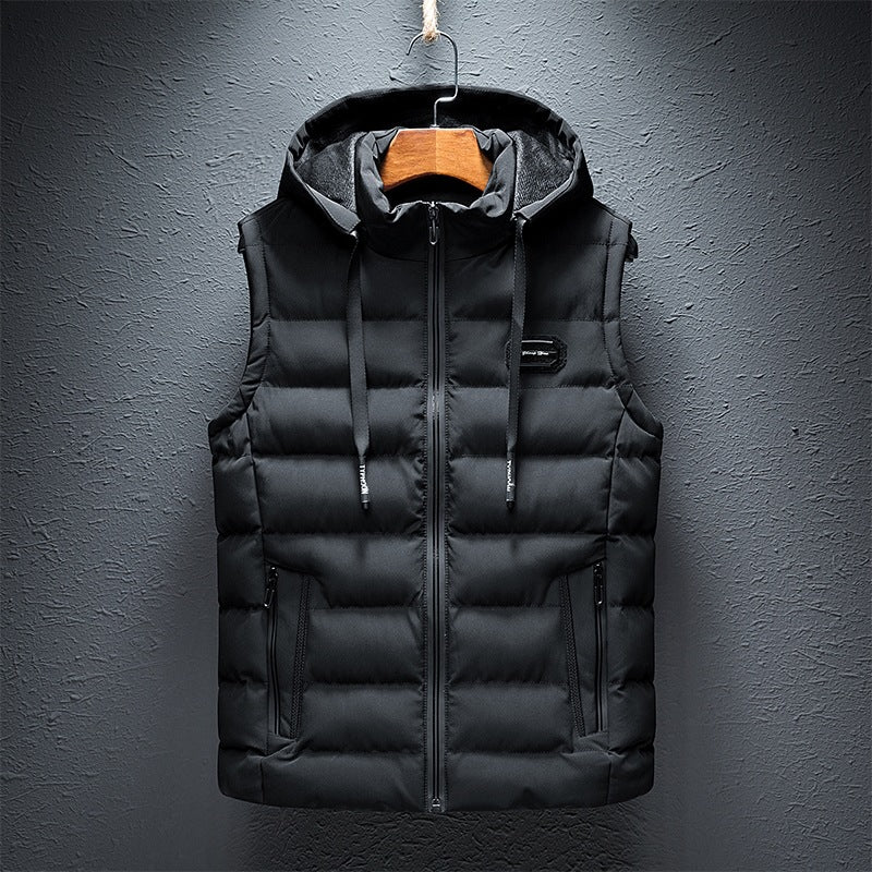 Dexter | Mens Sherpa Fleece Hooded Vest, Black