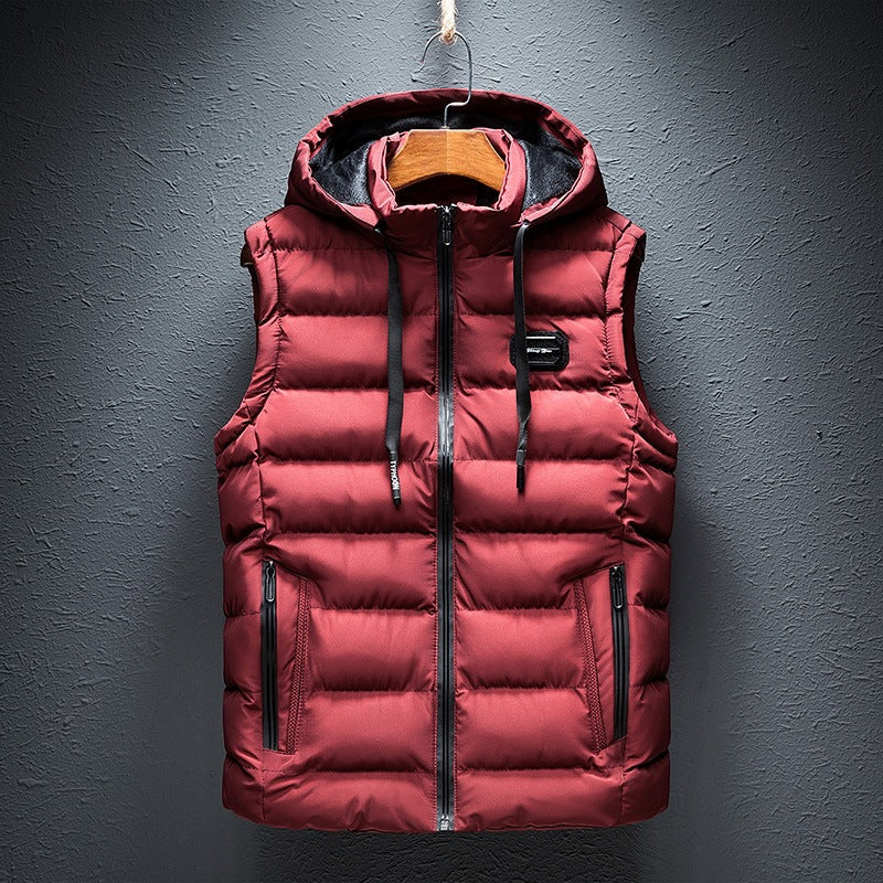 Dexter | Mens Sherpa Fleece Hooded Vest, Burgundy