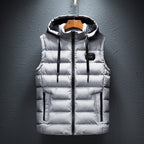 Dexter | Mens Sherpa Fleece Hooded Vest, Light Grey