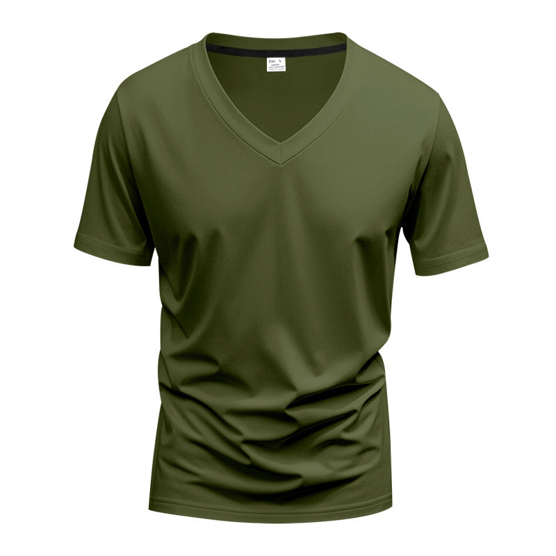 Donovan | Mens American V Neck Short Sleeve Casual T Shirt - Army Green