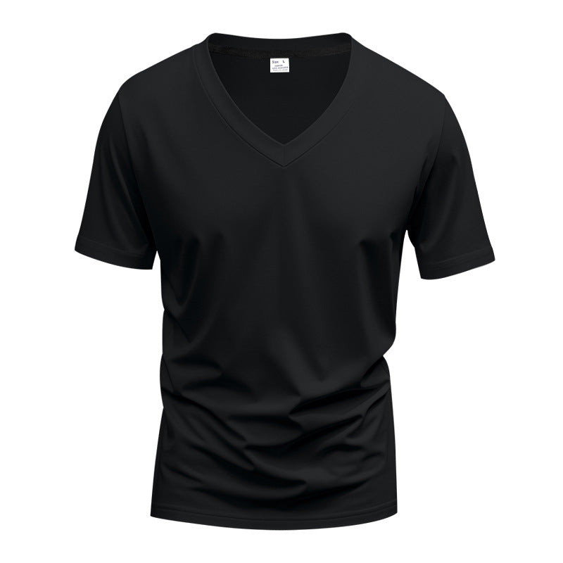 Donovan | Mens American V Neck Short Sleeve Casual T Shirt - Black