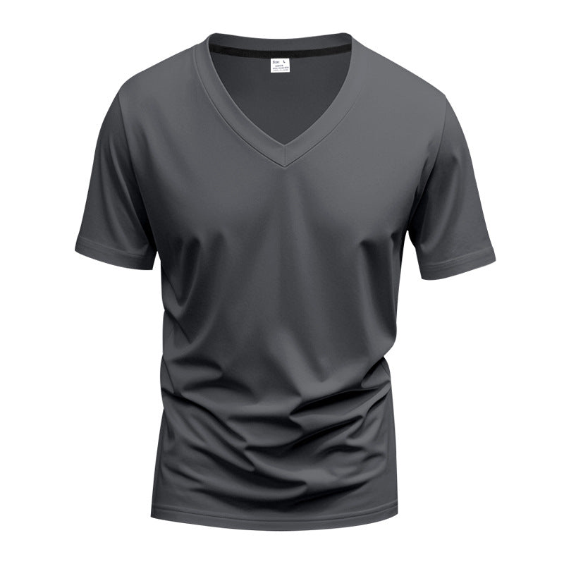 Donovan | Mens American V Neck Short Sleeve Casual T Shirt - Dark Grey
