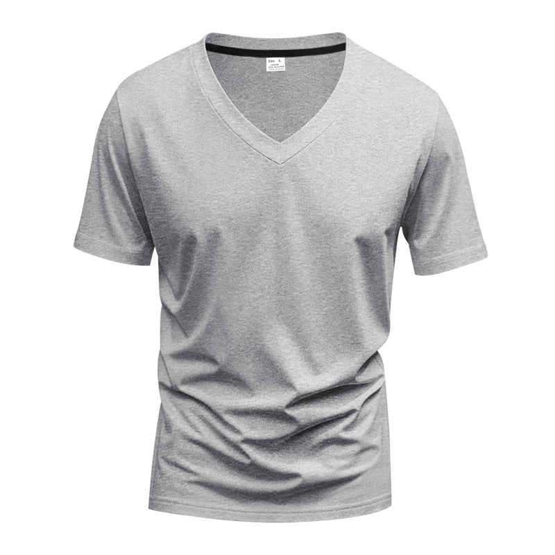 Donovan | Mens American V Neck Short Sleeve Casual T Shirt - Light Grey